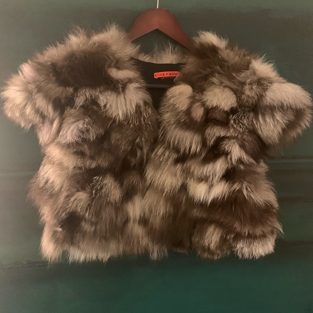 Alice & Olivia cropped fox for vest